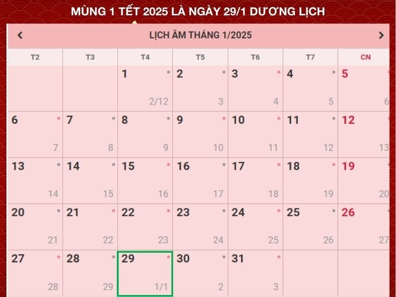 Lịch nghỉ Tết Âm lịch 2025